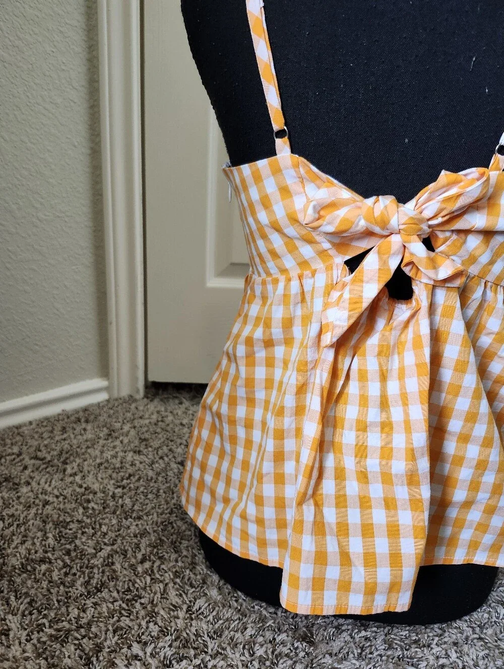 J Crew Orange Gingham Spaghetti-Strap Women’s Top 6